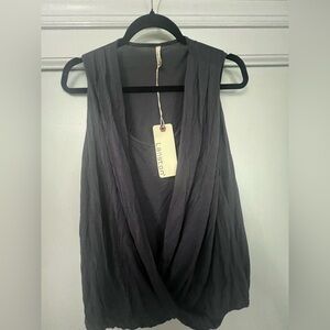 Gray Draped Sleeveless Tank Top
